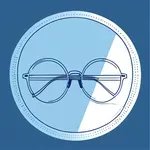 large round blue-rimmed glasses image